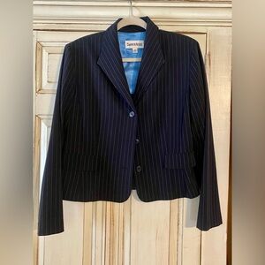 Danny & Nicole Navy Pinstripe Cropped Suit